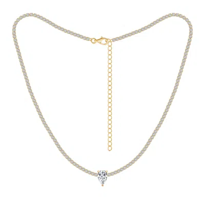 Diamonbliss Women's  Marilyn Monroe Solo Pear Tennis Necklace - Yellow