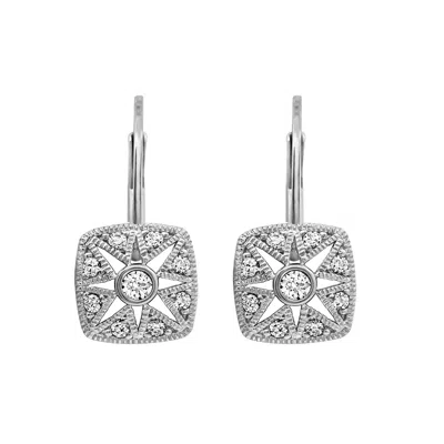 Diamonbliss Women's  Marilyn Monroe Vintage Square Leverback Earrings, White