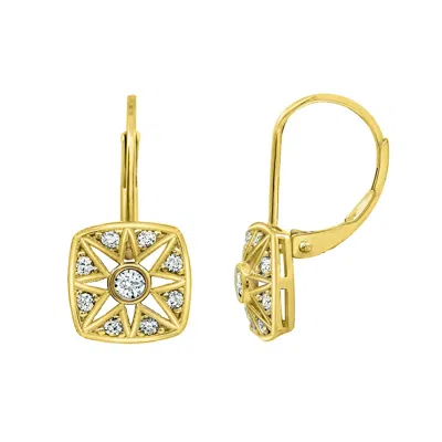 Diamonbliss Women's  Marilyn Monroe Vintage Square Leverback Earrings, Yellow Gold