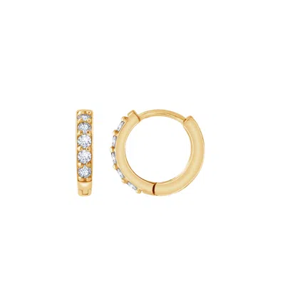 Diamonbliss Women's  Pave Hoop Earrings, Thirdteen Millimeter, Yellow Gold