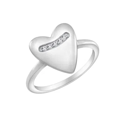 Diamonbliss Women's  Puffy Heart Ring, Silver