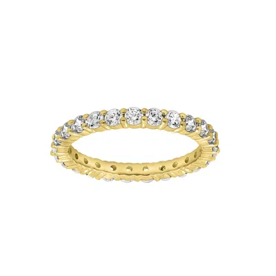 Diamonbliss Women's  Round Cut Eternity Ring With Swarovski, One And Half Carat, Yellow Gold Plated