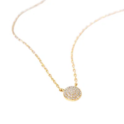 Diamonbliss Women's  Round Shape Pave Dainty Necklace, Yellow Gold In Brown