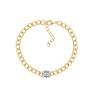 Diamonbliss Women's  Solo Emerald Curb Chain Bracelet, Yellow Gold