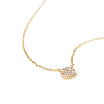 Diamonbliss Women's  Square Shape Pave Dainty Necklace, Yellow Gold