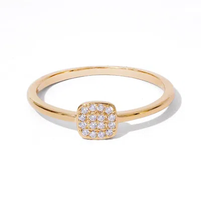 Diamonbliss Women's  Square Shapre Pave Dainty Band Ring, Yellow Gold