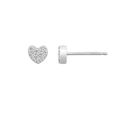 Diamonbliss Women's  Tiny Stud Earrings, Heart, White