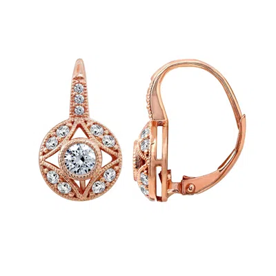 Diamonbliss Women's  Vintage Round Leverback Earrings / Rose Gold