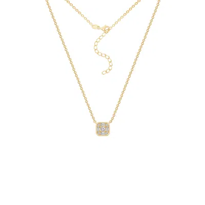 Diamonbliss Women's Gold  Marilyn Monroe Cluster Square Necklace