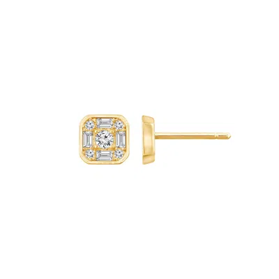 Diamonbliss Women's Gold  Marilyn Monroe Cluster Square Stud Earrings