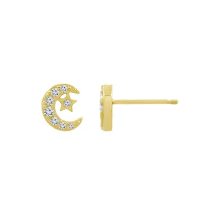 Diamonbliss Women's Gold  Marilyn Monroe Moon & Star Stud Earrings