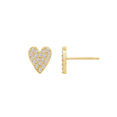 Diamonbliss Women's Gold  Marilyn Monroe Pave Heart Stud Earrings