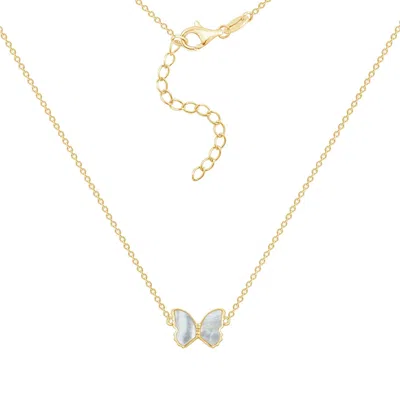 Diamonbliss Women's Gold  Marilyn Monroe Pearly Butterfly Pendant Necklace