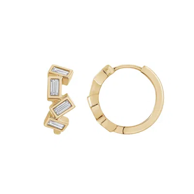 Diamonbliss Women's Gold  Marilyn Monroe Scattered Baguette Huggie Hoop Earrings
