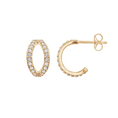 Diamonbliss Women's Gold  Pave Duo Hoop Earrings, Yellow