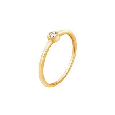 Diamonbliss Women's Gold  Solo Bezel Solitaire Dainty Band Ring