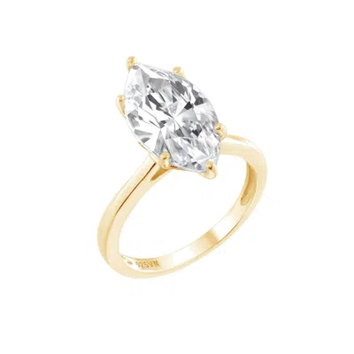 Diamonbliss Women's Gold  Ten Carats Marquise Cut Solitaire Cocktail Ring