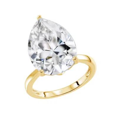 Diamonbliss Women's Gold  Ten Carats Pear Cut Solitaire Cocktail Ring