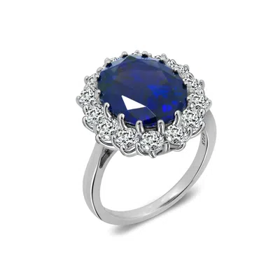 Diamonbliss Women's Oval Halo Royal Cocktail Ring - Blue