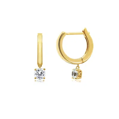 Diamonbliss Women's Prong Set Dangle Hoop Earrings, Yellow Gold