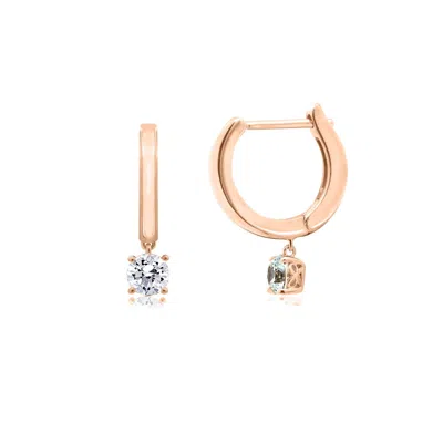 Diamonbliss Women's Rose Gold Prong Set Dangle Hoop Earrings, Rose