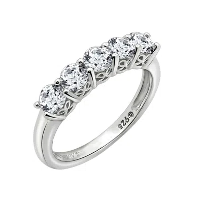 Diamonbliss Women's Round Cut 4mm Prong Set Five Stones Ring - White