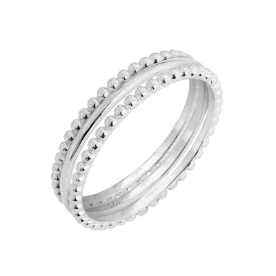 Diamonbliss Women's Set Of Three Thin Plain Ring - White