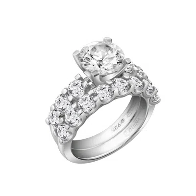 Diamonbliss Women's White 3 Carats Round Cut Solitaire Wedding Set