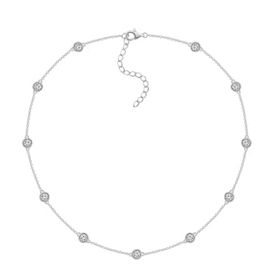 Diamonbliss Women's White  Bezel Station Necklace In Metallic