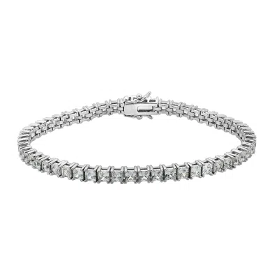 Diamonbliss Women's White  Classic Three Millimeter Princess Cut Tennis Bracelet