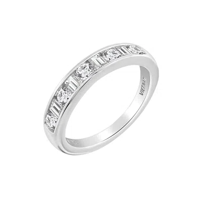 Diamonbliss Women's White  Embellished With Swarovski One Carat Mixed Cut Eternity Ring, Silver