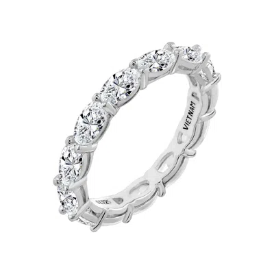 Diamonbliss Women's White  Embellished With Swarovski Silver Plated Oval Cut Eternity Ring, Three And