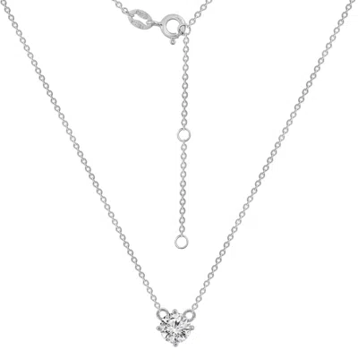 Diamonbliss Women's White  Embellished With Swarovski Silver Plated Round Cut Solitaire Pendant Neckl