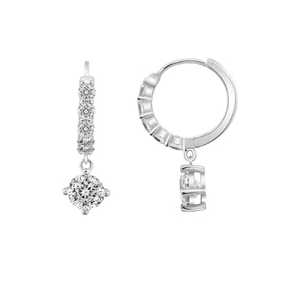 Diamonbliss Women's White  Leverback  Round Cut Earrings With Swarovski Three And Half Carats, Silver