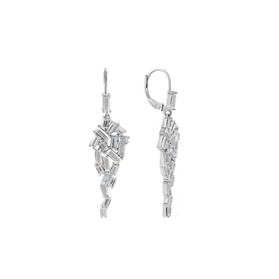 Diamonbliss Women's White  Marilyn Monroe Baguette Drop Earrings
