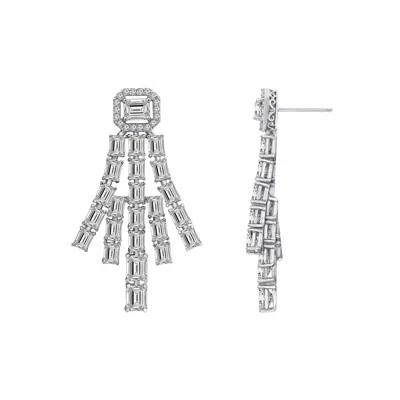 Diamonbliss Women's White  Marilyn Monroe Chandelier Drop Earrings In Silver