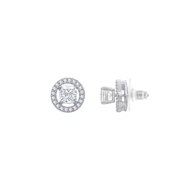 Diamonbliss Women's White  Marilyn Monroe Convertible Halo Stud Earrings In Silver