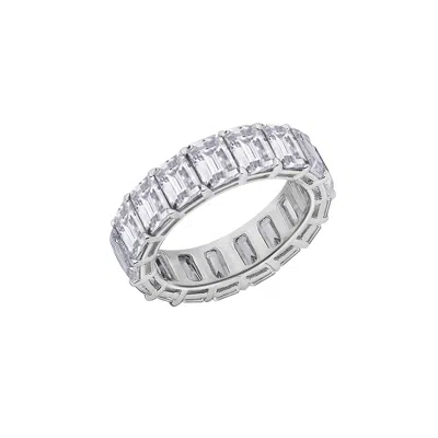 Diamonbliss Women's White  Marilyn Monroe Emerald Cut Eternity Ring, Platinum