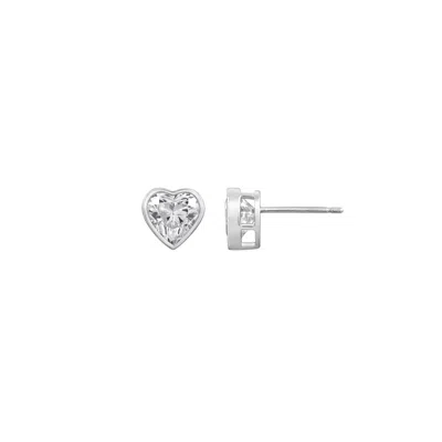 Diamonbliss Women's White  Marilyn Monroe Heart Bezel Studs