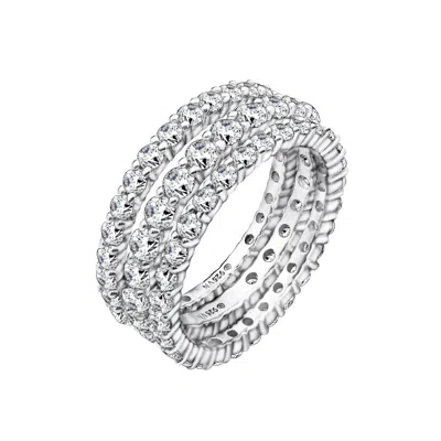 Diamonbliss Women's White  Marilyn Monroe Set Of Three Eternity Rings