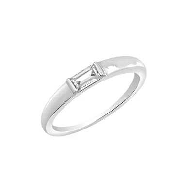 Diamonbliss Women's White  Marilyn Monroe Solo Baguette Dainty Stackable Ring