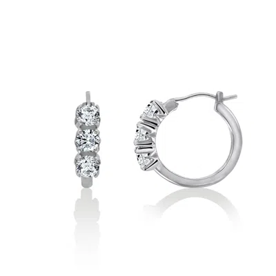 Diamonbliss Women's White  Marilyn Monroe Three Stones Hoop Earrings