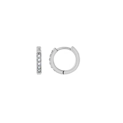 Diamonbliss Women's White  Pave Hoop Earrings, Eleven Millimeter, Platinum