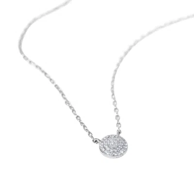 Diamonbliss Women's White  Round Shape Pave Dainty Necklace, Platinum In Brown