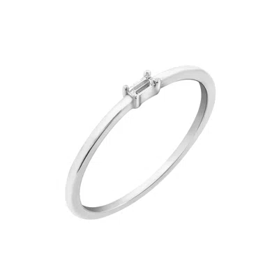 Diamonbliss Women's White  Solo Baguette Petite Dainty Stackable Band Ring