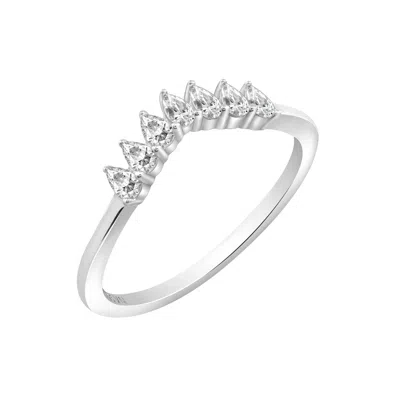Diamonbliss Women's White  Wishbone Stackable Band Ring In Metallic