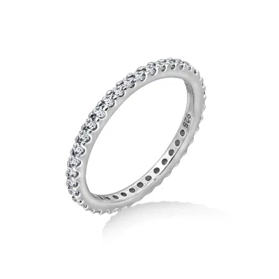 Diamonbliss Women's White Round Cut 1.5mm Prong Set Eternity Thin Band Ring