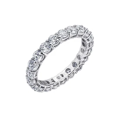 Diamonbliss Women's White Round Cut 3mm Prong Set Eternity Band Ring