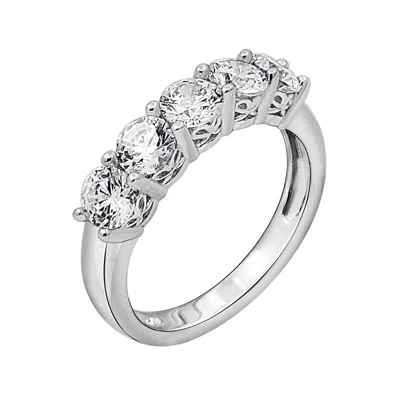Diamonbliss Women's White Round Cut 4.75mm Prong Set Five Stones Ring