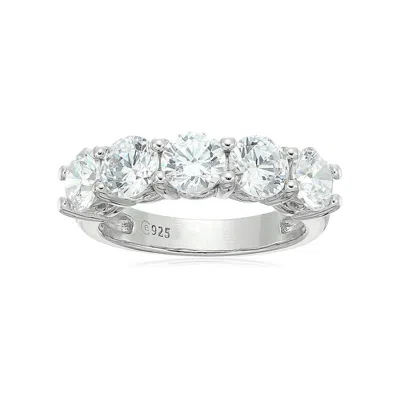 Diamonbliss Women's White Round Cut 5.25mm Prong Set Five Stones Ring